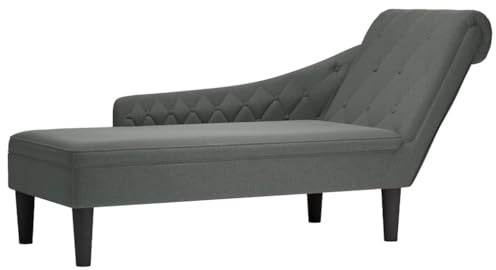 Bendmaxx Chaiselongue Recamiere mit Kissen rechte Armlehne Dunkelgrau Stoff 145 x 56 x 70 cm, Feder und Schaumstoff Polsterliege für Wohnzimmer Schlafzimmer Leseecke Entspannung