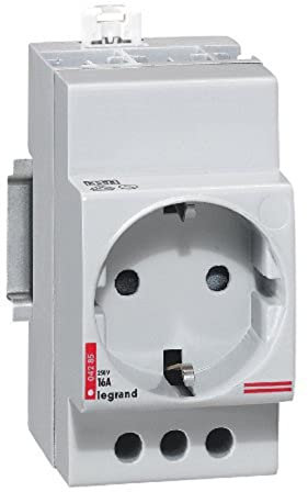 Legrand 004285 Prise de Courant Modulaire, 2P+T à Éclips Standard Allemand, 2.5 Modules, 10A à 16A, 250V, Gris Clair
