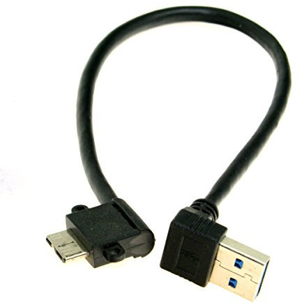JSER, Cavo con attacco da USB 3.0 ad angolo retto a 90 gradi a micro USB a 10 pin ad angolo retto a destra, 20 cm, per cellulari e hard disk SSD