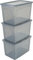 Iris Ohyama Vielseitige Aufbewahrungsboxen, 70L, 3er-Set, Grau, Deckel leicht schließbar, Stapelbar, Plastik, Für Schrank, Regale, Klassenzimmer, Organisation, Spielzeug, Kunstbedarf, Schuhe, MCB-70