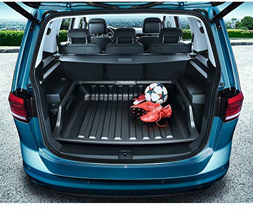 Volkswagen 5QA061162 - Bandeja para Maletero con inscripción Touran, Solo para 5 plazas, Solo para Suelo de Carga Base, Color Negro