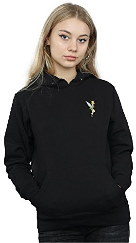 Disney Women's Tinkerbell Chest Hoodie Black Medium