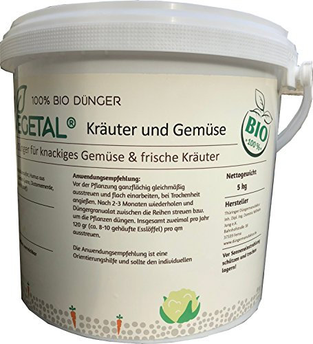 BioVegetal 100% fertilizzante biologico per verdure ed erbe aromatiche con guano e complesso argilla humus, 5 kg in sacchetti di carta riciclabili e richiudibili, Fibl (per agricoltura biologica)