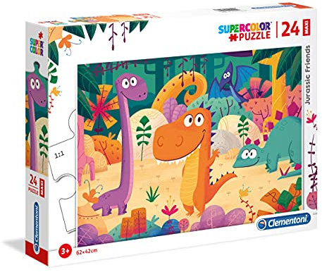 Clementoni 28506 Maxi Dinosaurier – Puzzle 24 Teile ab 3 Jahren, farbenfrohes Kinderpuzzle mit extra großen Puzzleteilen, Geschicklichkeitsspiel für Kinder