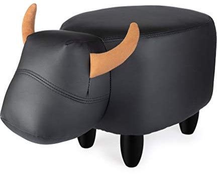 balvi Hocker La Vache Farbe Schwarz In Form Einer Kuh Holzbeine Kunstleder/Holz