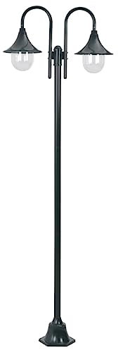 vidaXL Lampione da Giardino in Alluminio 2 Lampade Verde Scuro Luce da Esterno