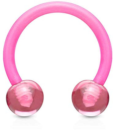 viva-adorno Universal Hufeisen Piercing Kunststoff mit Kugeln Septum, Lippe, Augenbraue, Nase Z292, pink 1,6x12mm