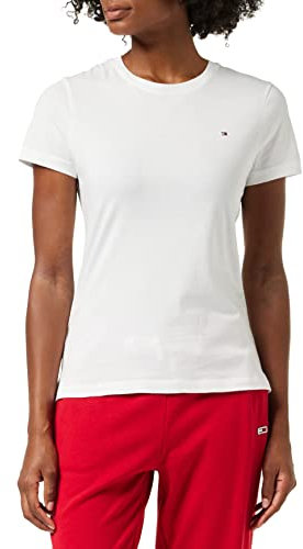 Tommy Hilfiger Damen T-Shirt Kurzarm Heritage Rundhalsausschnitt, Weiß (Classic White), XXL