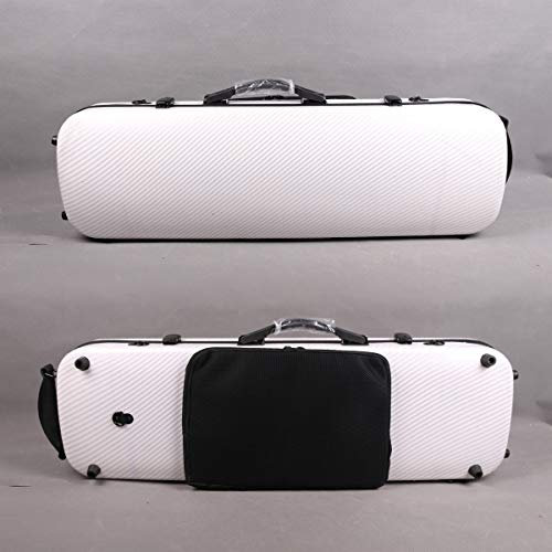 4/4 Nuovo violino Caso In Fibra di Carbonio In Fibra di Vetro Oblong caso Forte Luce Full size musica Sheet Bag, Bianco 1, 4/4, Custodia per violino con cinturino posteriore e manico