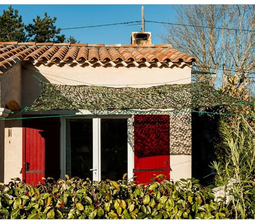 WERKA PRO Toile d'ombrage ajourée Camouflage 3 x 3 mètres (9m²), Vert