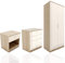 ELEGANT 3 Piece Bedroom Furniture Sets High Gloss Soft Close Wardrobe + 4 Storage Drawer Chest of Drawers + Bedside Cabinet, Cream-Oak Wardrobe and Chest of Drawers Set (Mirror not included)