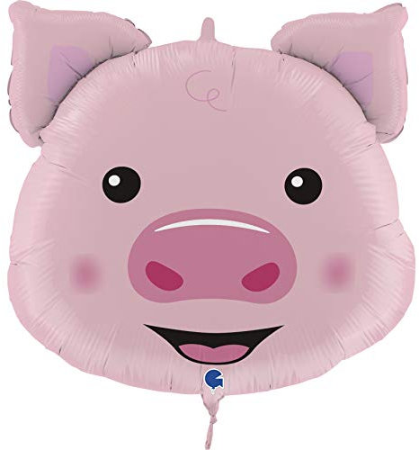 GRABO FG72014-P Folienballon Schweinchen 76 cm Schwein Luftballons, rosa