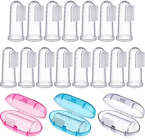 Boao 36 Pcs Baby Finger Toothbrushes with Storage Case Infant Toddlers Teeth Brushes Soft Silicone Baby Tongue Cleaners for Oral Cleaning Tooth Training Supplies