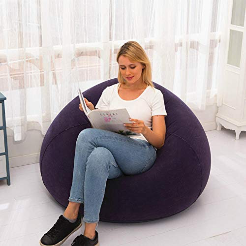 QIROG Aufblasbarer Stuhl für Erwachsene Aufblasbarer Stuhl für Basketball/Fußball Aufblasbares Sofa für Faultiere ohne Sitzsack Bequemer Stuhl für den Innen- und Außenbereich-Blau