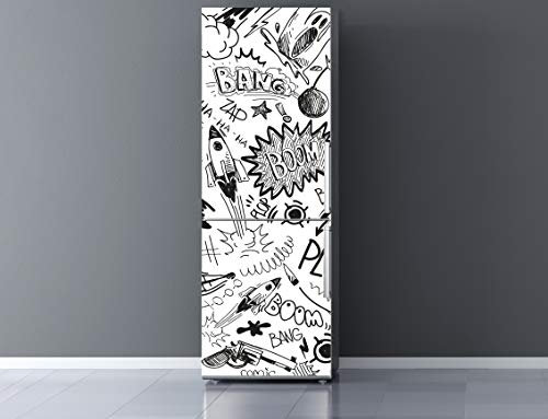Oedim Vinilo Frigorífico Comic 185x70cm | Adhesivo Resistente | Pegatinas de Nevera Económicas y Elegantes | Vinilo Nevera-
