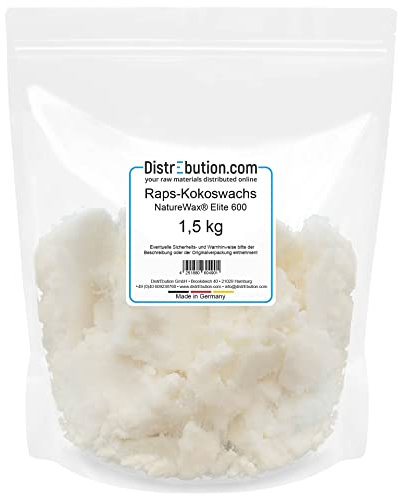 1,5 kg - Rapswachs & Kokoswachs Naturewax® Elite 600, in handlicher Verpackung - Helles Beigefarbenes Wachs - Kerzenwachs perfekt geeignet zum gießen von eignen Kerzen -