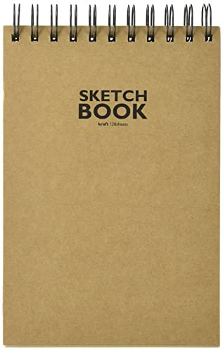 Sketchbook Honsell 33505 - Sketchbook Kraft Skizzenblock mit Spiralbindung, DIN A5, 120 Blatt, 100 g/m², robustes, recyclingfähiges Kraftpapier aus ungebleichten Naturfasern