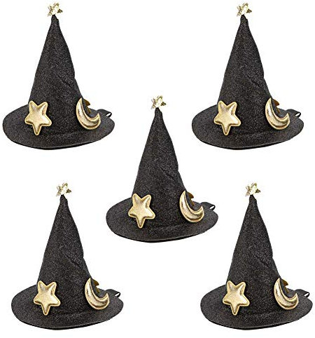 Ymiko Mini Hexenhut Haarspangen 5 Stück mit festlichem Design für Halloween Kostümpartys, Bühnenauftritte, Karnevalsumzüge für Frauen, Mädchen, Cosplay-Enthusiasten