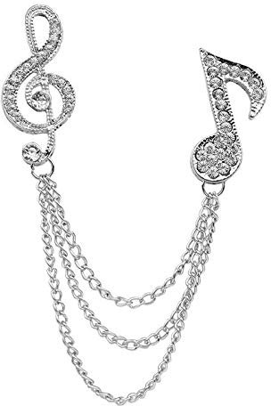 Brosche Musik Musiknoten Notenschlüssel/Violinschlüssel Brosche Anstecker K11 (silber)