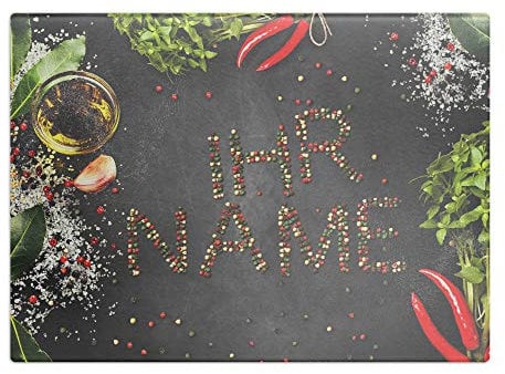 printplanet - XL Glas-Schneidbrett mit Namen oder Text selbst gestalten - XL Frühstücksbrettchen Personalisieren und Bedrucken – Motiv: Pfeffer