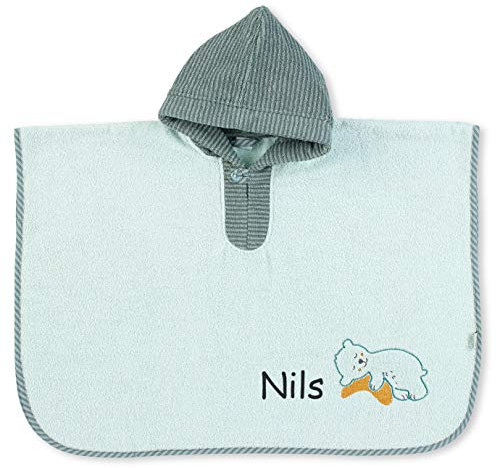 Sterntaler Bade Poncho mit Namen Bestickt für Baby & Kinder, Serie Bär Ben Badetuch, Badeponcho, Kapuzenbadetuch, Handtuch mit Ärmeln und Kapuze, 100% Baumwolle
