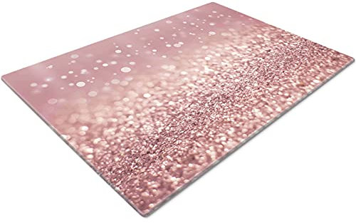 Glass Chopping Board | Kitchen Worktop Protector | Multifunctional Cutting Board | Work Top Savers | Kitchen Accessories | Extra Large | Pink Glitter Effect