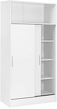 Buyqualia Armario despensa hogar Multiusos de Gran Capacidad con Puertas correderas en Color Blanco (Alto 157 / Ancho 82 / Fondo 38) cm