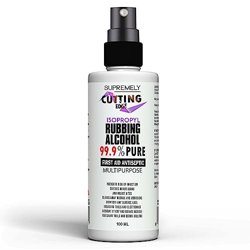Isopropyl Rubbing Alcohol 99.9% Multipurpose First Aid Antiseptic Infection Preventor Massaging & Sponge Baths & All Over Cleaner Disinfectant (100ml With Spray)