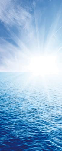 A.Monamour Türtapete Selbstklebend Türfolie Türposter 3D Blaues Meer Und Wolken Am Himmel Bei Sonnenaufgang Vinyl Folie Türdeko Tapete Wandbild Türaufkleber Türtattoo 85 x 215 cm