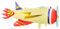 PartyDeco Folienballon Flugzeug 91x39cm - XXL Ballon für Helium oder Luft - großer Luftballon für Geburtstag Kindergeburtstag Babyparty neutral - Folienluftballon als Geburtstagsdeko - Gelb Rot