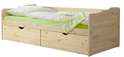 TiCAA Sofabett Funktionsbett Gästebett Melanie Kiefer Natur inkl. Matratze und Rollrost