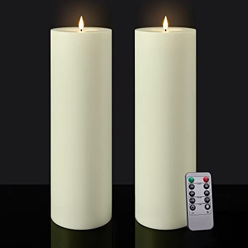 Velas LED grandes sin llama para exteriores: 4 x 12 pulgadas, funciona con pilas, parpadeantes, con temporizador, velas eléctricas falsas impermeables con control remoto para faroles de patio y porche