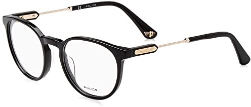 Police VPLF10 Glasses, Shiny Black, 51 for Men, shiny black