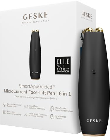 GESKE | Penna per lifting facciale a microcorrente SmartAppGuided™ | 6 in 1 | Strumenti per la cura della pelle | Dispositivo anti-età per il viso | Lifting facciale | Pelle giovane senza rughe