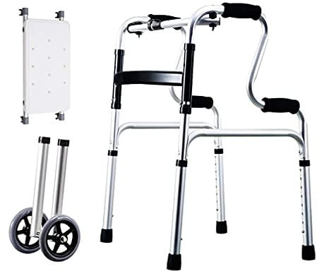 SIGOLY Gehgestell, Duschstuhl mit abnehmbarem Polster, Faltbare bariatrische Gehhilfe mit 2 Rädern, rollender Rollator, Gehgestell, höhenverstellbarer Gehstockhalter, platzsparend Marriage