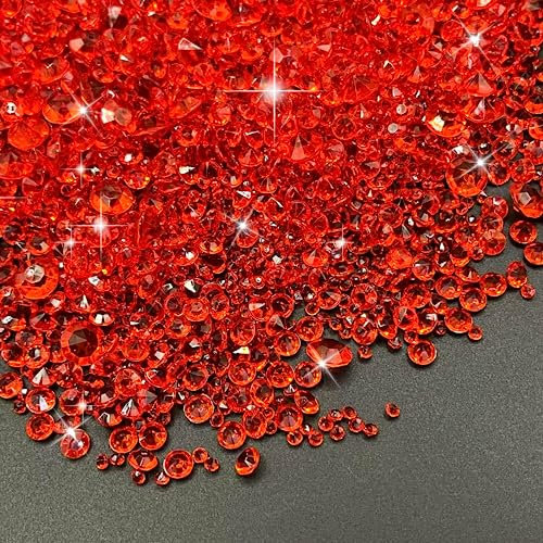 4500 Stück Dekosteine Diamanten 3Größen Von Roten Kristalle Acryl Edelsteine Kinder Diamanten Geeignet Für Hochzeit, Geburtstag, Weihnachten, Familienfeiern (Rot)