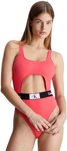 Calvin Klein Costume da Bagno Donna One Piece Cut-out, Rosa (Calypso Coral), S