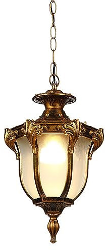 Außenlampe Retro Hängeleuchte Wasserdichter IP44 Pendellampe Glasschirm E27 Außen/Innen Trauben Laterne Rahmen Hängelampe Bronze Für Pavillon Garten Balkon Pendelleuchte Höhenverstellba