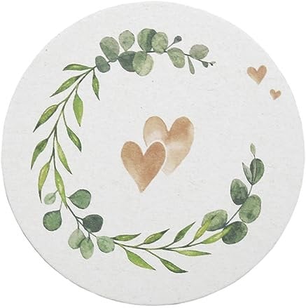 Sovie HORECA Bierdeckel Eukalyptus Herz, Ø 10,7 cm, 100 Stück - beidseitig Bedruckt - 100Stk.