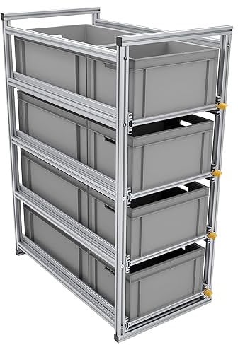 Tinobu Regalsystem mit Mehreren Ebenen, 90x40cm, 220kg Schwerlast, Auszugsregal - Heckgarage (Ebenen: 4)
