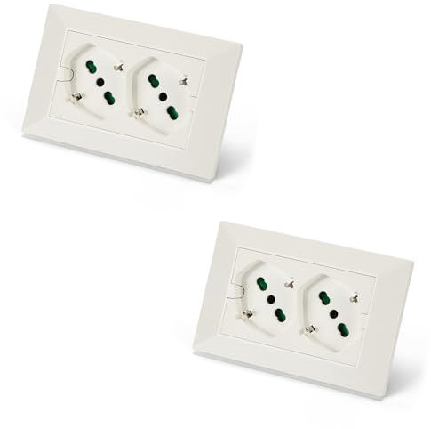 FANTON 42100-B2 set di 2 pz Multipresa universale da incasso OPERA/PLA doppia presa bipasso schuko 2P+T 16A precablata per scatola a 3 moduli