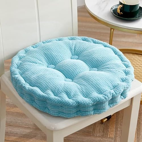 Sitzkissen Outdoor, 2er Set Stuhlkissen 50x50cm, Dicke Bodenkissen, Sitzpolster Outdoor für Bank und Gartenstuhl(Runde,Himmelblau,50 x 50 cm)