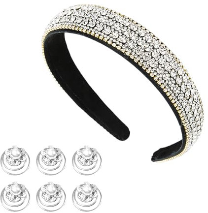 Lot de 6 bandeaux en strass avec perles et strass pour femme - 1 pièce