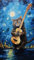 adrium Acryl-Bild 30 x 50 cm: Skizze einer Katze mit Gitarre vor blauem Himmel. (213163139)
