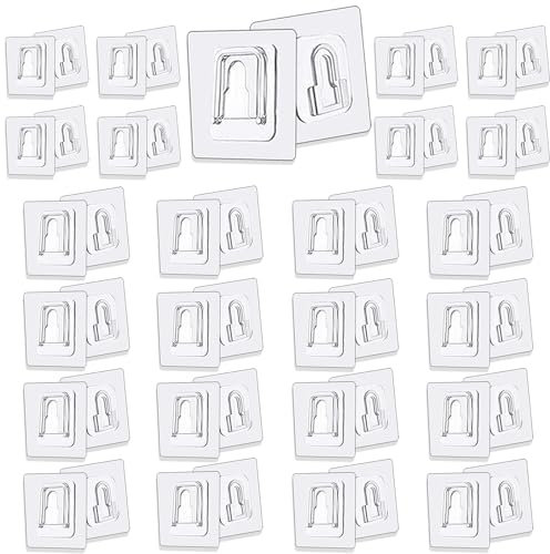 MAVGZUL 25 Paar Doppelseitige selbstklebende Wandhaken Kleiderhaken, transparente selbstklebende Wandhaken zum Aufhängen, Clip Regen Kleber Wandhaken für Badezimmer Küche Büro