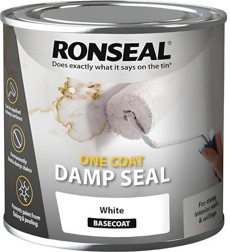 AMK® Ronseal One Coat Damp Seal White 250ml Paint Primer Sealer Stain Block Interior Wall Ceiling Prevents Reappearing Damp Stains Water Marks Nicotine Grease Soot Quick Dry Base Coat