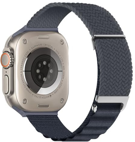 Astorgos Uhrenarmband Kompatibel mit Apple Watch Ultra/Ultra2 49mm/Series 9/8/7/6/5/4/3/2/1/SE 42/44/45mm,Fein gewebtes Alpine Loop Nylon Sport Armband Ersatzarmband mit C-Schnalle,Dunkel Grau
