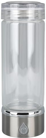 Botella de agua recargable rica en hidrógeno de 420 ml, taza de agua portátil con vidrio + plástico + acero inoxidable para el hogar, oficina, viajes, electroliza agua pura para antioxidante