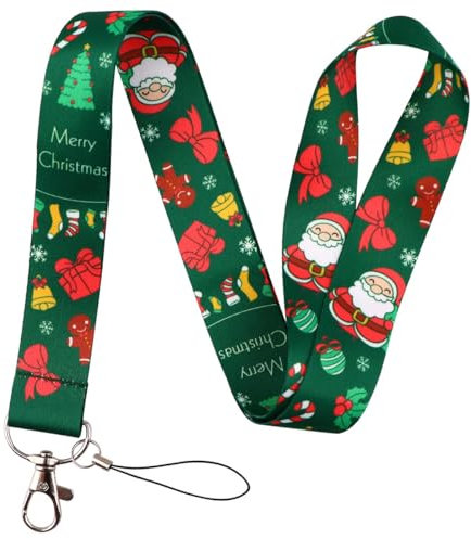 Laccetto da collo, Cordini da collo personalizzati, con fibbia di sicurezza, per porta badge identificativo, chiavi, permessi di lavoro, telefoni cellulari (Color : Christmas 2, Size : 45cm)