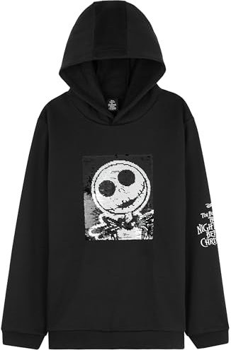 Disney Stitch Pullover Mädchen, Jungen & Teens, Atmungsaktiv Kinder Hoodie Kuschelig mit Wendbarem Pailletten-Design, Geschenk Idee (Schwarz Jack, 11-12 Jahre)